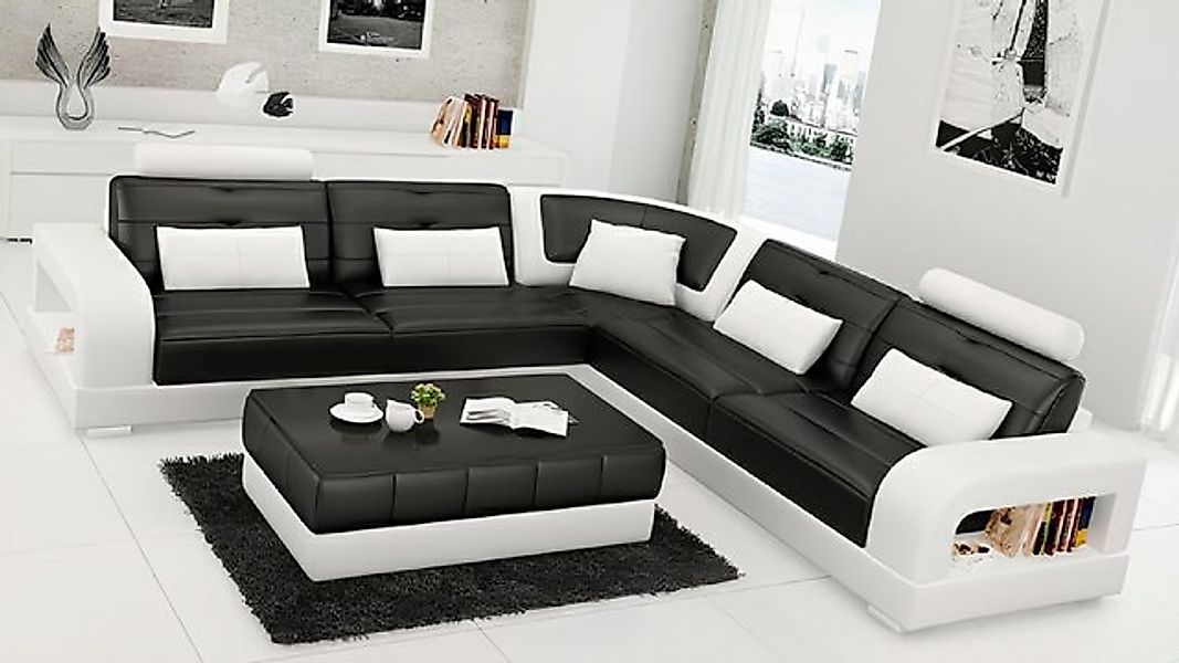 JVmoebel Ecksofa LEDERSOFA SOFA ECKCOUCH ECKSOFA SOFAGARNITUR DESIGNER COUC günstig online kaufen