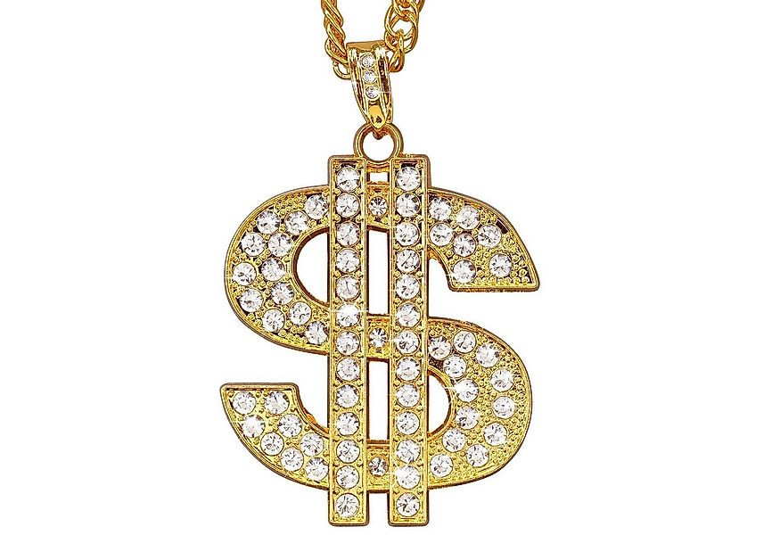 Widmann S.r.l. Kostüm Strass Dollar Halskette 65 cm, Gold günstig online kaufen