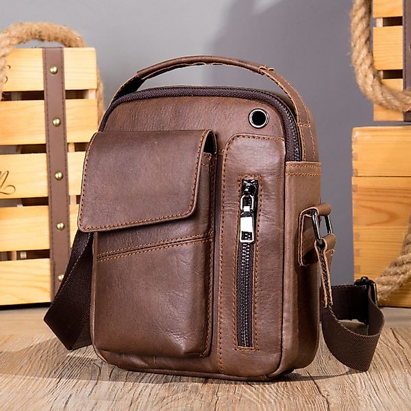 YUBRO-STUDIO Umhängetasche Herren Leder Schultertasche Crossbody günstig online kaufen