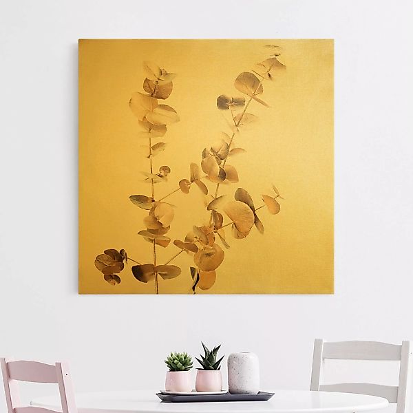 Leinwandbild Gold Goldene Eukalyptuszweige günstig online kaufen