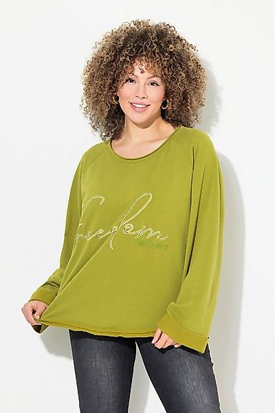 Ulla Popken Sweatshirt Sweatshirt Stickerei Rundhals Langarm Rollkanten günstig online kaufen