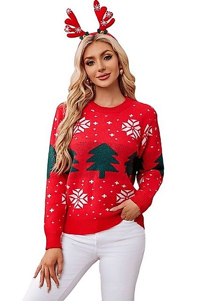 YRIIOMO Strickpullover Roter Weihnachts Pullover für Frauen, ideal für Herb günstig online kaufen