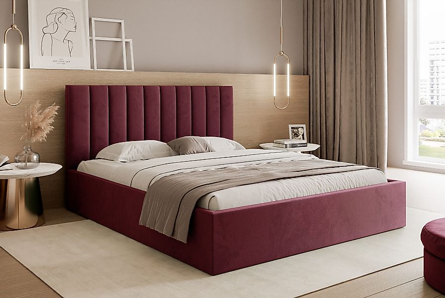 Goldstoff Polsterbett Modernes Bett mit Stauraum günstig online kaufen