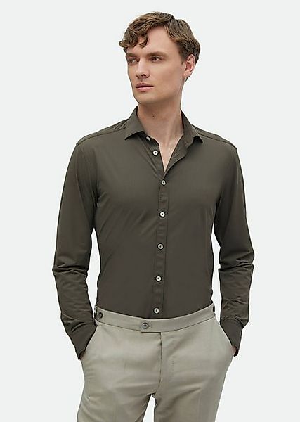 RAMSEY T-Shirt Khaki Einfarbig Reguläre Passform Weben Klassisches Hemd günstig online kaufen