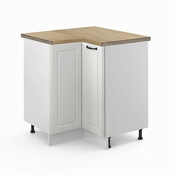 Vicco Eckunterschrank R-Line, Weiß Landhaus/Weiß, 75.6 cm ohne Arbeitsplatt günstig online kaufen