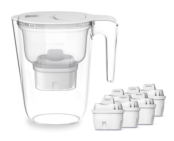 Philips Wasserfilter »hilips Wasserfilter-Kanne 2,6L weiß inkl. 6 Filterkar günstig online kaufen