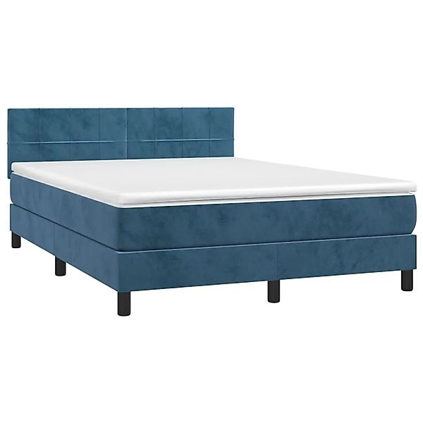 vidaXL Boxspringbett mit Matratze & LED Dunkelblau 140x200 cm Samt 3134409 günstig online kaufen