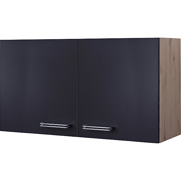 Flex-Well Exclusiv Küchen-Hängeschrank Lara 100 cm Anthrazit-San Remo Eiche günstig online kaufen