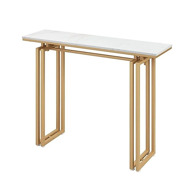 Costway Konsolentisch Flurtisch Marmor Optik Gold 110 x 30 x 81 cm günstig online kaufen
