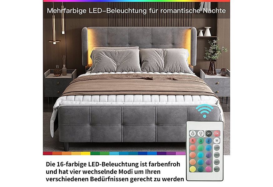 OKWISH Polsterbett Stauraumbett Funktionsbett Doppelbett Gästebett, Schlafz günstig online kaufen