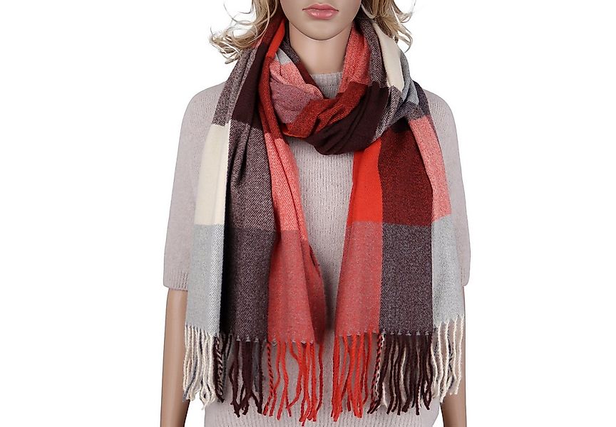 MIRROSI Modeschal weicher und warmer karierter Schal mit Fransen, 70x180cm, günstig online kaufen