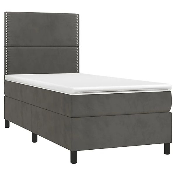 vidaXL Boxspringbett mit Matratze & LED Dunkelgrau 90x190 cm Samt 3136036 günstig online kaufen