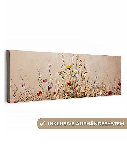 OneMillionCanvasses® Leinwandbild Panorama Wildblumen - Pinselstriche - Ruh günstig online kaufen