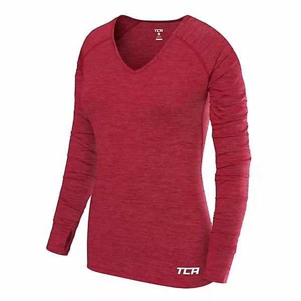 TCA Langarmshirt TCA Damen Elle Langarm V-Ausschnitt Laufshirt - Rosa, XL ( günstig online kaufen