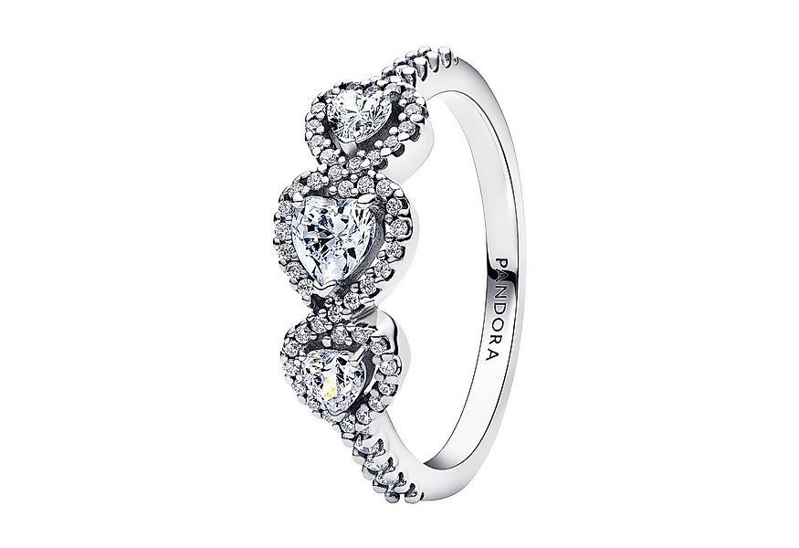 Pandora Silberring Damenring Silber Halo Herz Trilogie günstig online kaufen