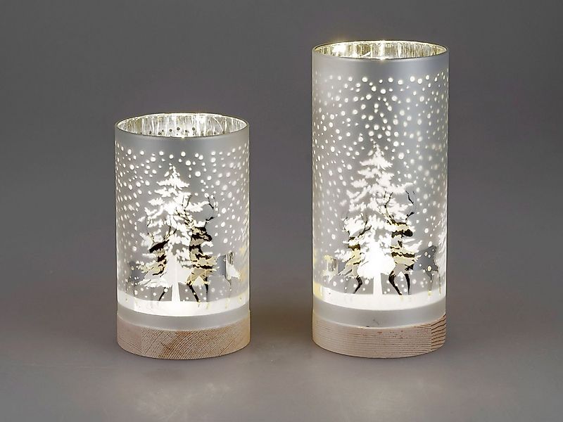 formano Nachttischlampe Hirsche, Mit Timerfunktion, Silber, Motiv: Hirsche günstig online kaufen