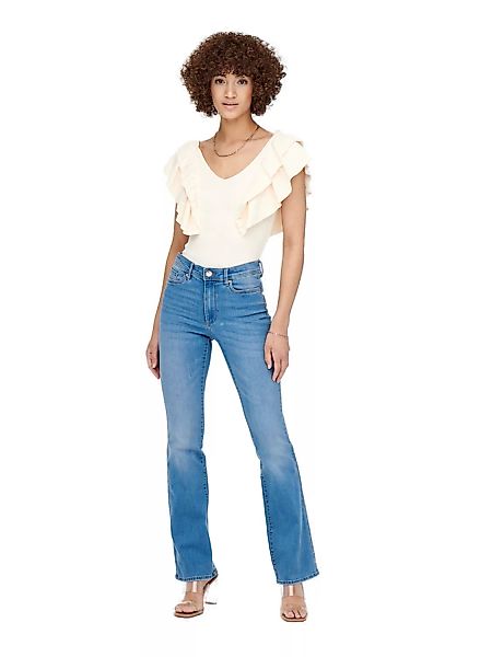 Only Damen Jeans ONLWAUW BJ759 Flared Fit - Blau - Light Medium Blue Denim günstig online kaufen
