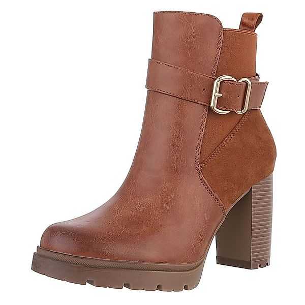 Ital-Design Damen Freizeit High-Heel-Stiefelette (88489421) Blockabsatz günstig online kaufen