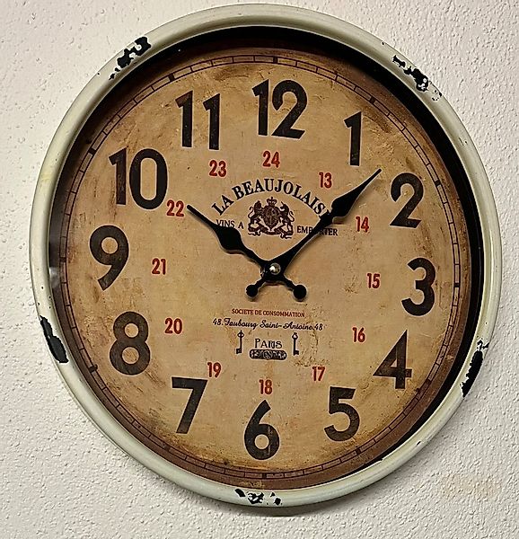PERLA pd DESIGN Wanduhr Vintage-Metalluhr La Beaujolais Ø30 cm mit 24h-Anze günstig online kaufen