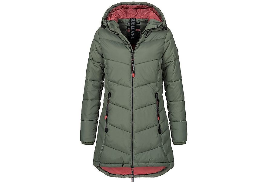 SUBLEVEL Steppjacke Damen Mantel mit Kapuze lange Winter Jacke Parka günstig online kaufen