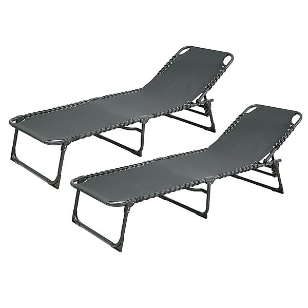 Svita 2er Set Gartenliege Sonnenliege Klappbar Verstellbar Dunkelgrau günstig online kaufen