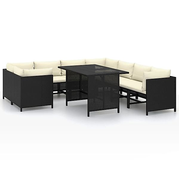 vidaXL 9-tlg Garten-Lounge-Set mit Kissen Poly Rattan Schwarz Modell 8 günstig online kaufen