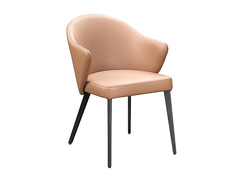 Stuhl mit Armlehnen - Leder & schwarzer Stahl - Camelfarben - MIBELLY von M günstig online kaufen