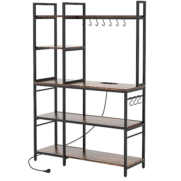 Costway Küchenregal mit 5 Etagen Vintagebraun 107 x 37 x 160 cm günstig online kaufen