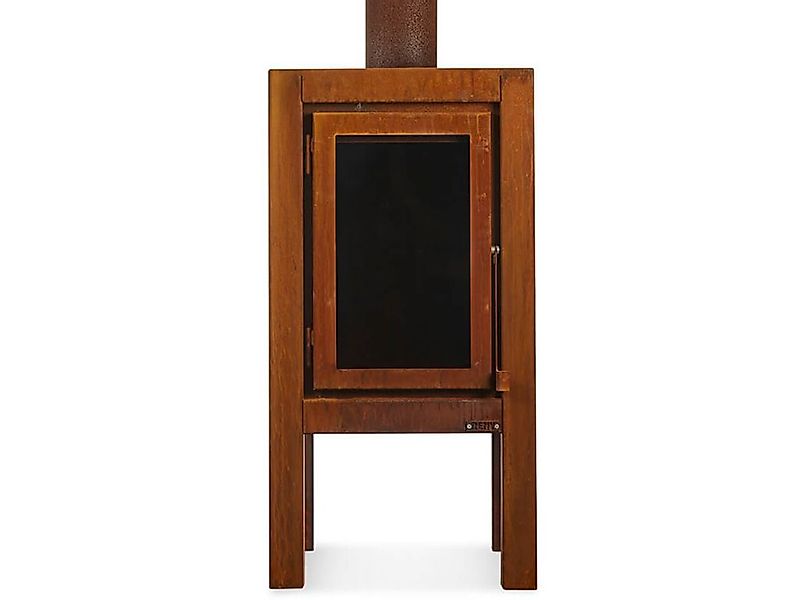 Quaruba Terrassenkamin Corten-Stahl Ohne Rollen XXL 3 Seiten Glas günstig online kaufen