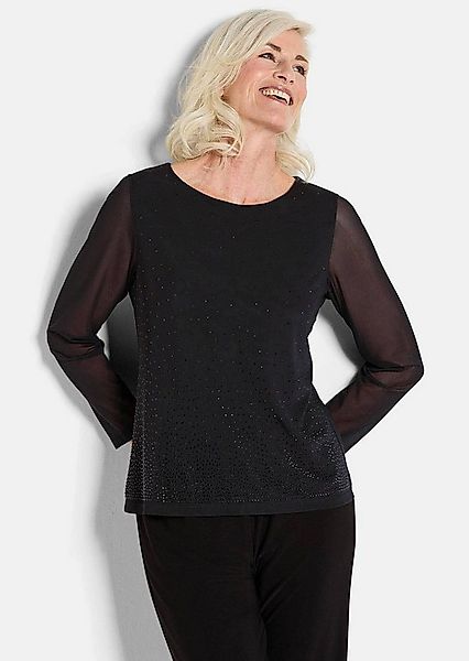 GOLDNER Langarmshirt Shirt aus Mesh mit Glitzersteinen günstig online kaufen