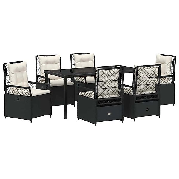 vidaXL Garten Essgruppe 7-Tlg Schwarz Poly Rattan 3380985 günstig online kaufen