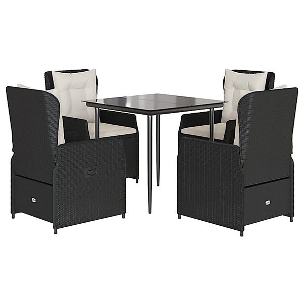 vidaXL 5-Tlg Garten-Essgruppe mit Kissen Schwarz Poly Rattan 3262827 günstig online kaufen