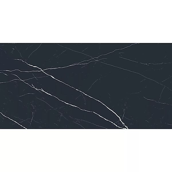 Bodenfliese Rud Black Feinsteinzeug Schwarz Glasiert Poliert 60 cm x 120 cm günstig online kaufen