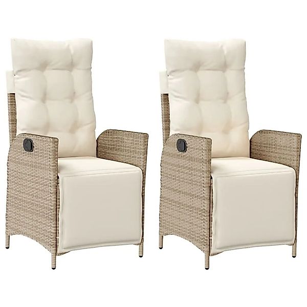 vidaXL Gartensessel mit Fußteil 2 Stk Verstellbar Beige Poly Rattan 365292 günstig online kaufen