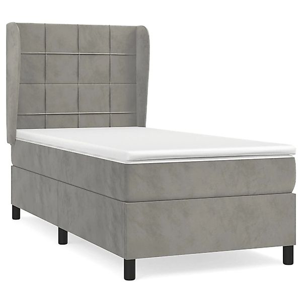 Vidaxl Boxspringbett Mit Matratze Hellgrau 100x200 Cm Samt günstig online kaufen
