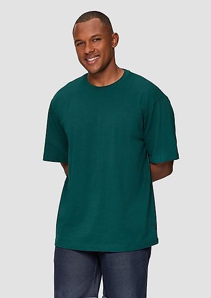 QS Kurzarmshirt Basic-Shirt im Loose Fit Rippblende günstig online kaufen