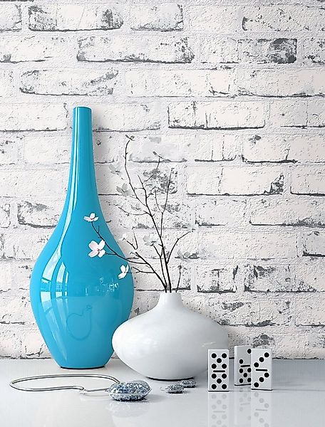 Newroom Vliestapete weiß Tapete Ziegelstein Stein, Steintapete Weiß Steinta günstig online kaufen