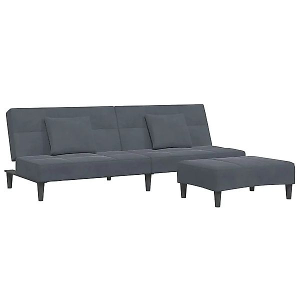 vidaXL Schlafsofa 2-Sitzer mit Fußhocker Dunkelgrau Samt 3258111 günstig online kaufen