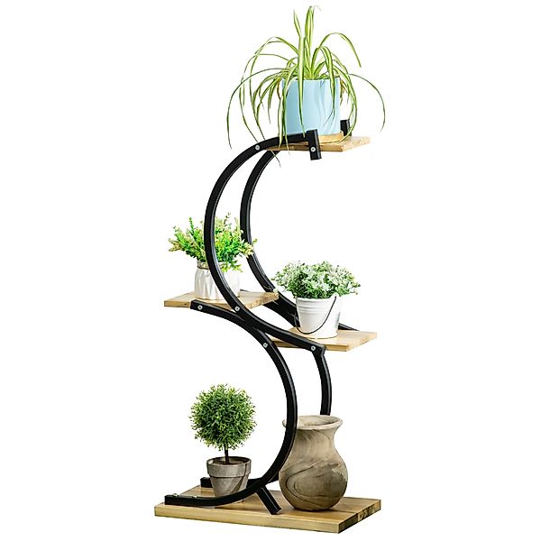 Outsunny Pflanzentreppe Pflanzenständer mit 4 Regalen (Pflanzenregal, 1 St. günstig online kaufen