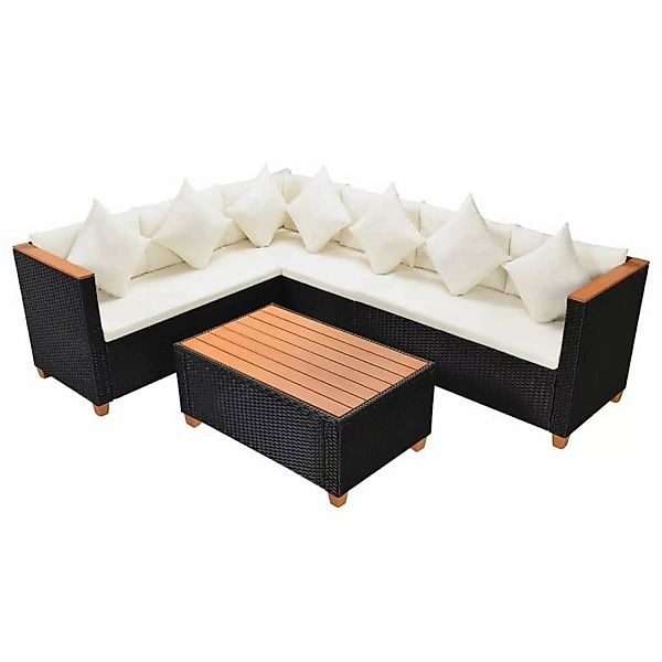 4-tlg. Garten-lounge-set Mit Auflagen Poly Rattan Schwarz günstig online kaufen