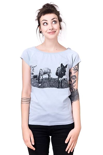 Bio-& Fair-trade-frauenshirt "Eselkombo" Grau günstig online kaufen