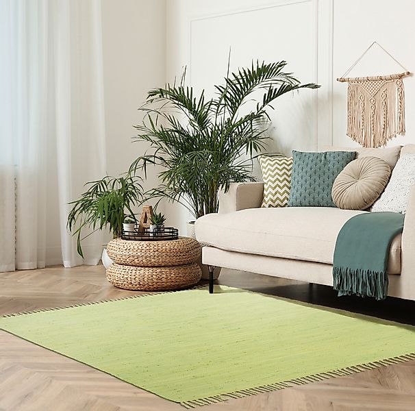 my home Teppich »Cadis«, rechteckig, 5 mm Höhe, Wendeteppich, mit Fransen, günstig online kaufen