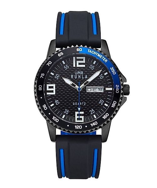 UMR Ruhla Quarzuhr Sport Herrenuhr, Silikonband, Schwarz-Blau, Ø 40 mm, 390 günstig online kaufen