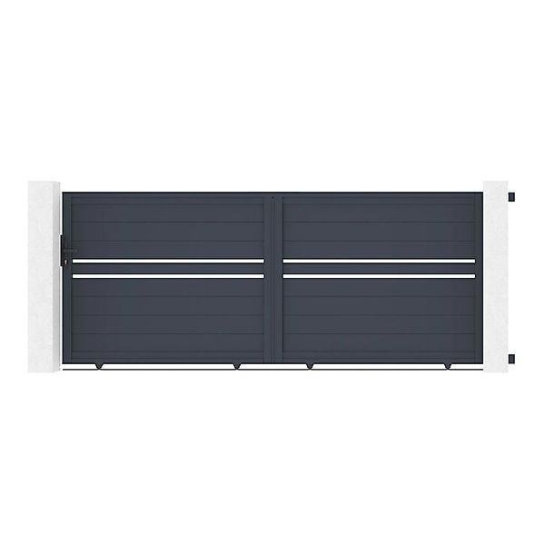 Casanoov Schiebetor Cimone 350x140cm Aluminium & 2 Pfosten 15x15cm H.166cm günstig online kaufen