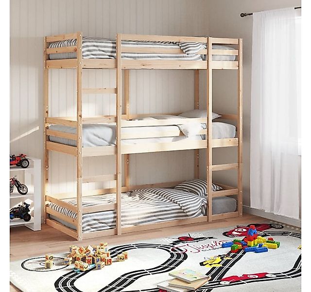 vidaXL Bettgestell Dreifach-Etagenbett 90x200 cm Massivholz Kiefer Bett Bet günstig online kaufen