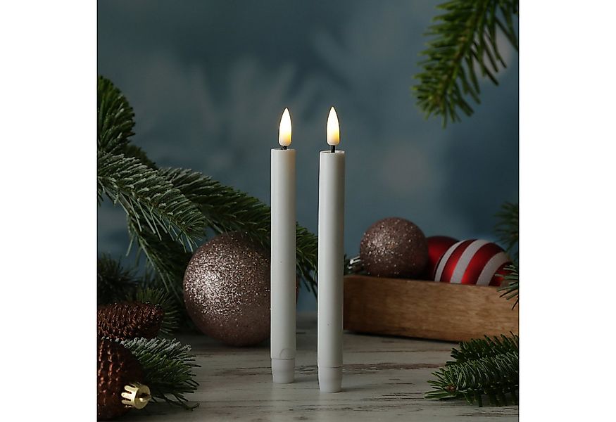 Deluxe Homeart LED-Kerze LED Mni Stabkerzen Mia Dinner Tafelkerzen Echtwach günstig online kaufen
