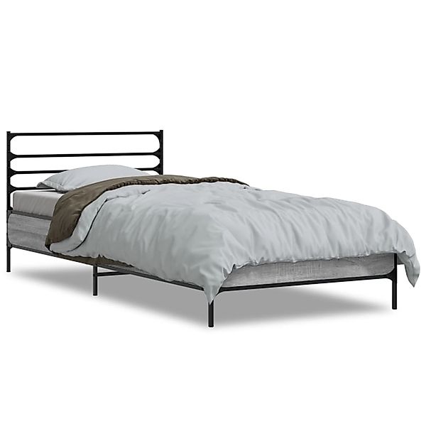 vidaXL Bettgestell Grau Sonoma 90x200 cm Holzwerkstoff und Metall 845585 günstig online kaufen