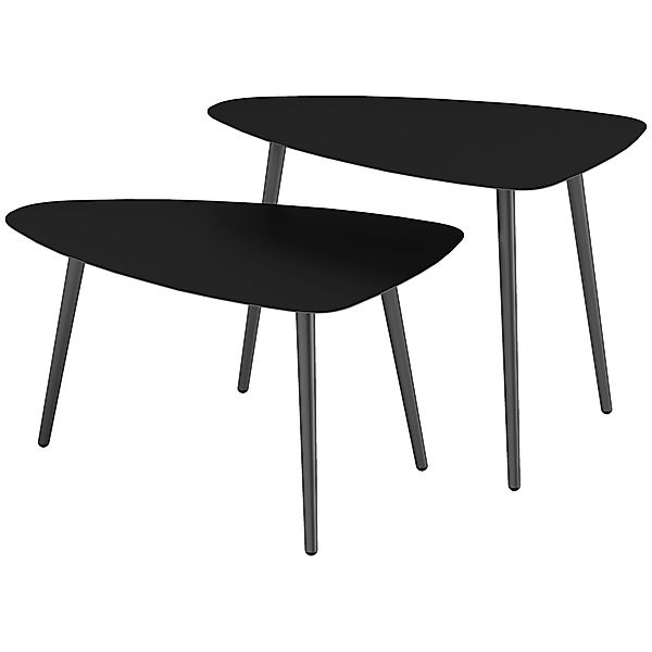Outsunny Couchtisch 2er Set, Wetterfest Balkontisch aus Stahl, Beistelltisc günstig online kaufen