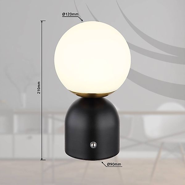 LED-Akku-Tischlampe Julsy, schwarz, Höhe 21 cm, Metall, CCT günstig online kaufen