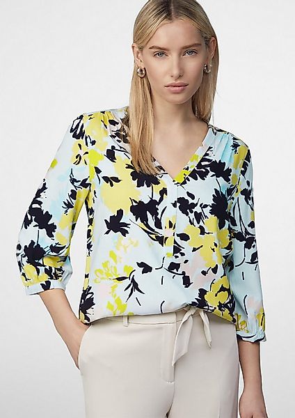 comma Kurzarmbluse Bluse Gemusterte Bluse mit Tunika-Ausschnitt und 3/4-Ärm günstig online kaufen